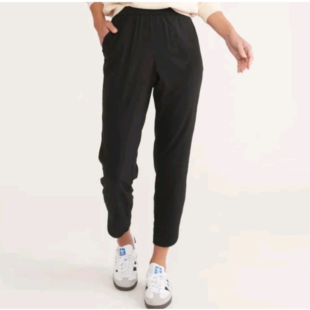 Marine Layer Allison Black Modal Blend Elastic Waist Tapered Jogger Pants XS